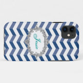 3D Chevrons Blauw/Wit iPhone 5/5S Hoesje Personali (Achterkant (horizontaal))