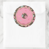 3D Chocolade Donut Roze Frosted Sprinkles Beloning Ronde Sticker (Tas)