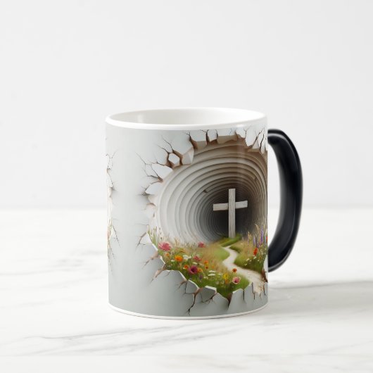 3D Christelijk Kruis Magische Mok (Voorkant rechts)