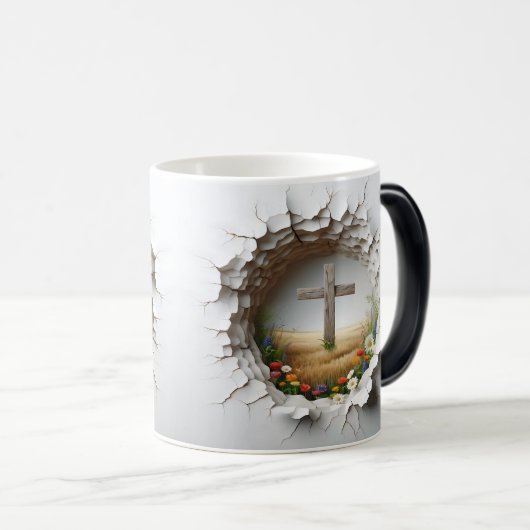 3D Christelijk Kruis Magische Mok (Voorkant rechts)