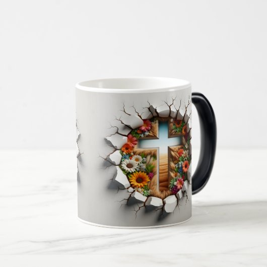 3D Christelijk Kruis Magische Mok (Voorkant rechts)