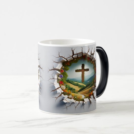 3D Christian Cross Magische Mok (Voorkant rechts)