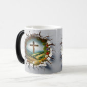 3D Christian Cross Magische Mok (Voorkant links)