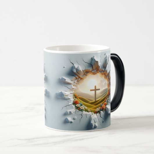 3D Christian Cross Magische Mok (Voorkant rechts)