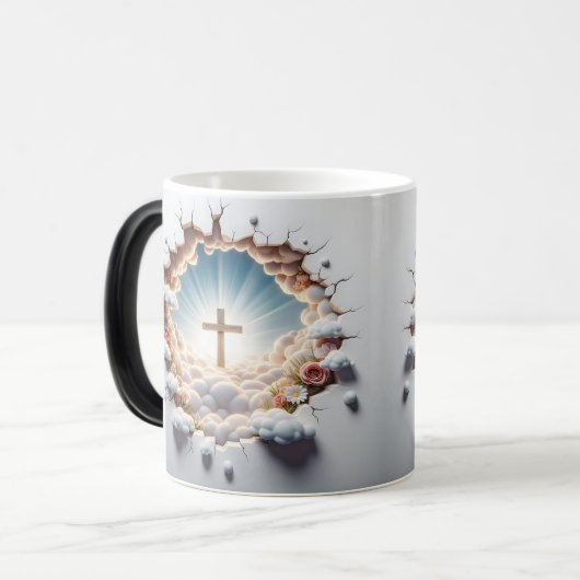 3D Christian Cross Magische Mok (Voorkant links)