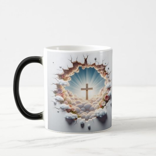 3D Christian Cross Magische Mok (Links)