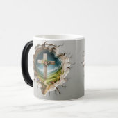 3D Christian Cross Magische Mok (Voorkant links)