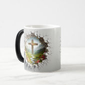 3D Christian Cross Magische Mok (Voorkant links)
