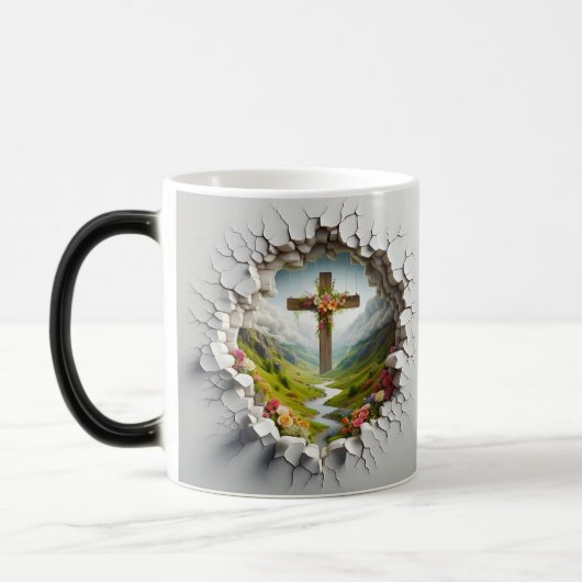 3D Christian Cross Magische Mok (Links)