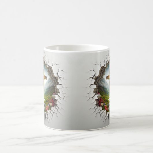 3D Christian Cross Magische Mok (Center)