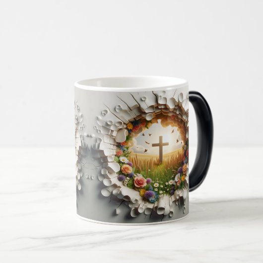 3D Christian Cross Magische Mok (Voorkant rechts)