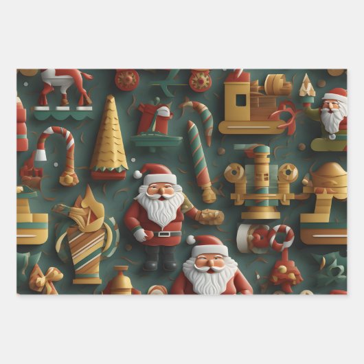 3D Christmas Delight - Santa's Workshop Inpakpapier Vel (Voorkant 3)