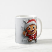 3D Christmas Gingerbread Hole In A Wall Mug Wrap Koffiemok (Voorkant rechts)