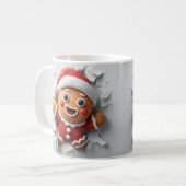 3D Christmas Gingerbread Hole In A Wall Mug Wrap Koffiemok (Voorkant links)