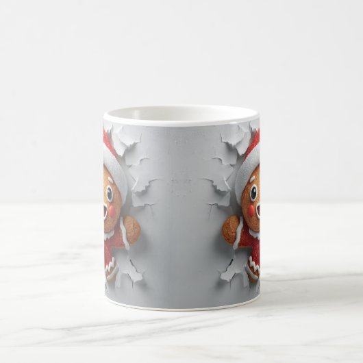 3D Christmas Gingerbread Hole In A Wall Mug Wrap Koffiemok (Center)
