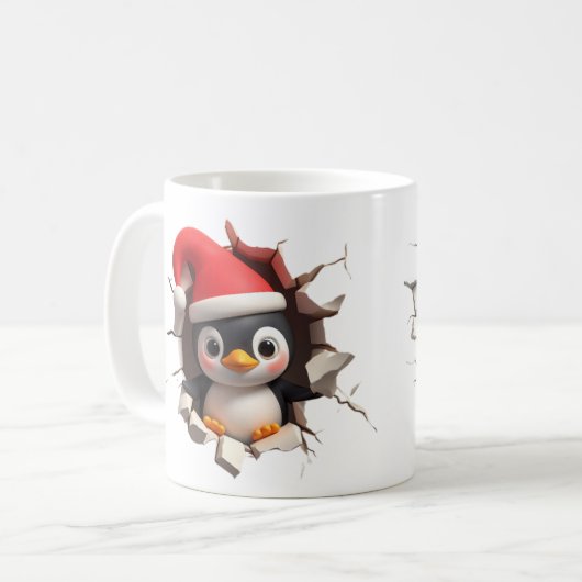 3D Christmas Penguin Mok - Schattigee feestelijke (Voorkant links)