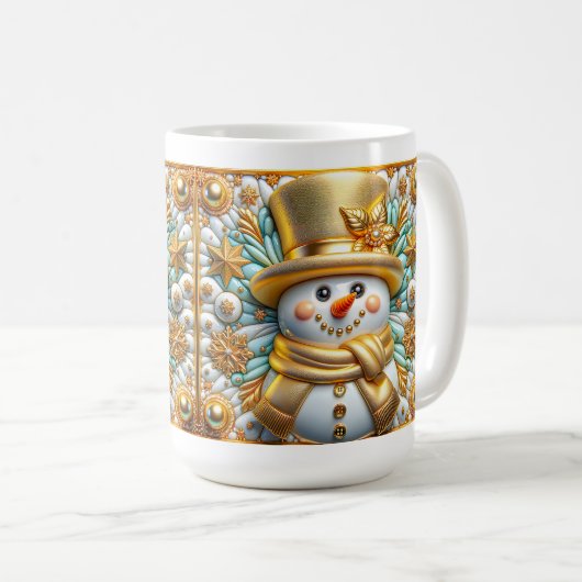 3D Christmas Snowman  Koffiemok (Voorkant rechts)