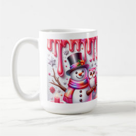 3D Christmas Snowman With Owl Koffiemok