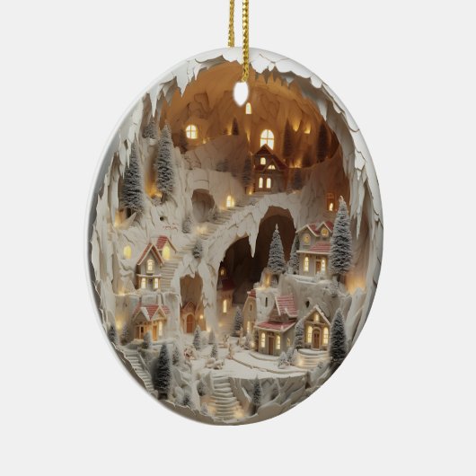 3D Christmas Village Snowy Keramisch Ornament (Rechts)