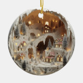 3D Christmas Village Snowy Keramisch Ornament (Voorkant)