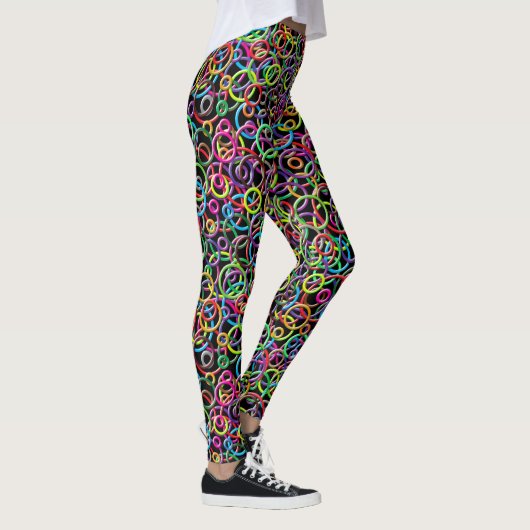 3D-cirkels op zwarte achtergrond Leggings (Rechts)