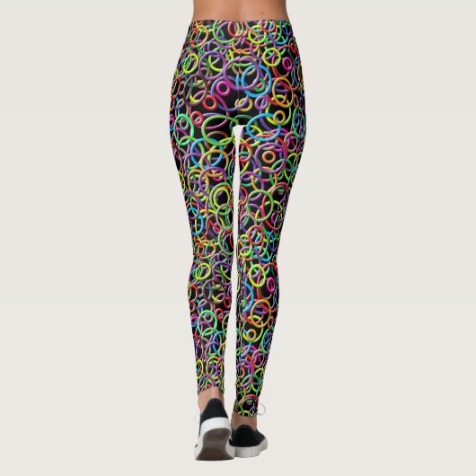 3D-cirkels op zwarte achtergrond Leggings (Achterkant)