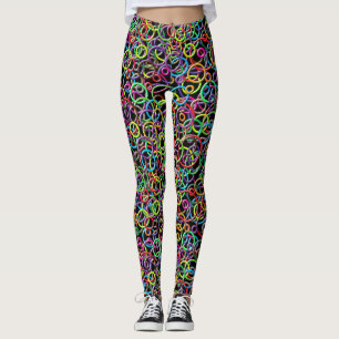 3D-cirkels op zwarte achtergrond Leggings