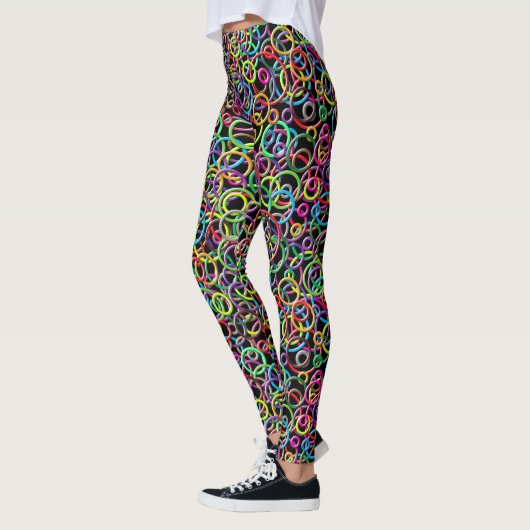 3D-cirkels op zwarte achtergrond Leggings (Links)
