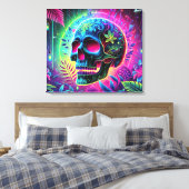 3D Colorful Skull Canvas Afdruk (Insitu (Slaapkamer))