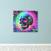 3D Colorful Skull Canvas Afdruk (Insitu (Houten vloer))