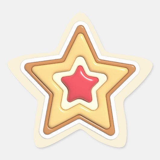 3d Cookie Star Kerstmis Ster Sticker (Voorkant)