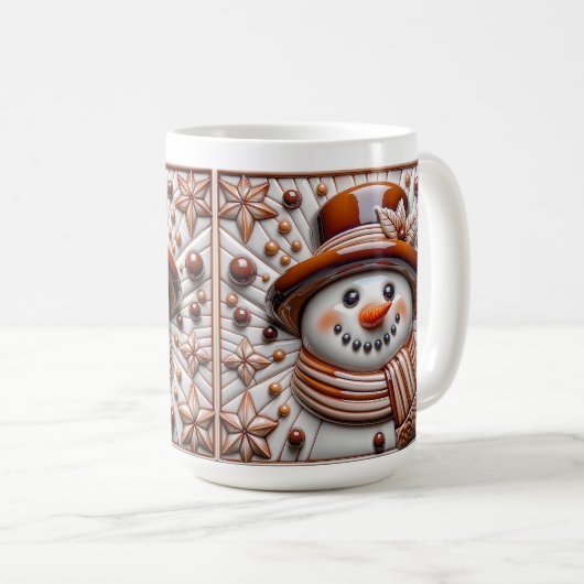 3D Copper Christmas Snowman Koffiemok (Voorkant rechts)