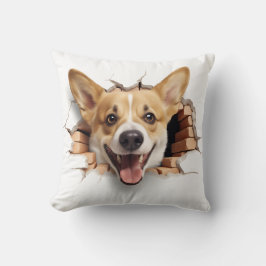 3D Corgi Gebarsten Gat Kussen