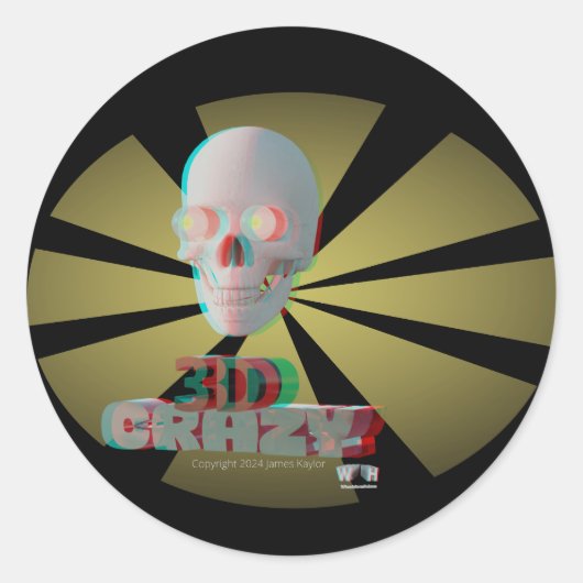 3D Crazy Ronde Sticker (Voorkant)