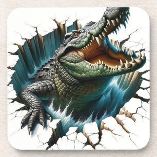 3D Crocodile Design – Realistisch reptiel Bier Onderzetter