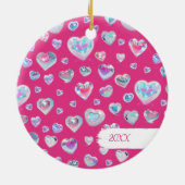  3D Crystal Edelsteen Harten Roze Kerst Keramisch Ornament (Achterkant)