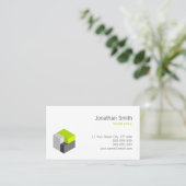 3D Cube Green Grey Architect Logo visitekaartje (Staand voorkant)