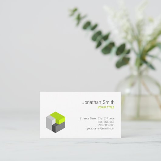 3D Cube Green Grey Architect Logo visitekaartje (Staand voorkant)