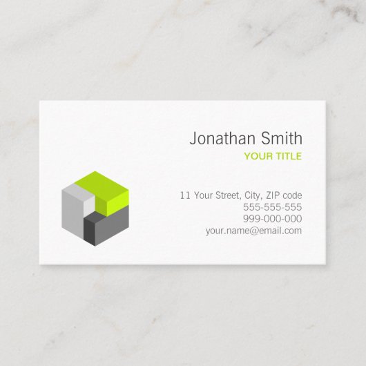 3D Cube Green Grey Architect Logo visitekaartje (Voorkant)