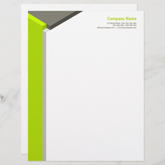 3D Cube Limoen / Grijze letterkop Custom Briefhoofd (Voorkant / Achterkant)