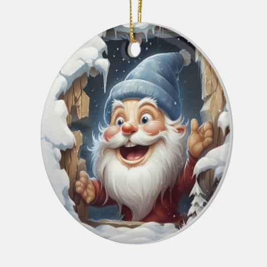 3D Customized Joyful Santa Keramisch Ornament (Links)
