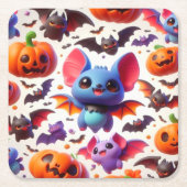 3D cute bats halloween Kartonnen Onderzetters (Voorkant)