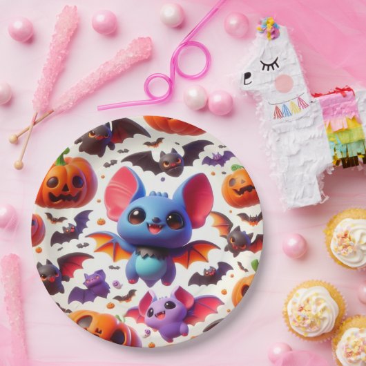 3D cute bats halloween Papieren Bordje (Feest)