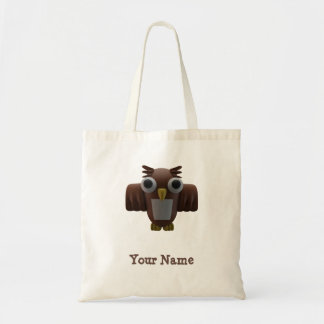 3D Cute Brown and White Cartoon Owl Canvas tas