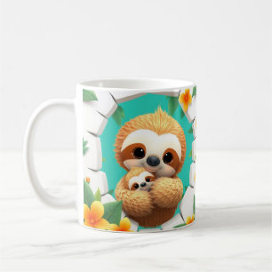 3D-cute-luiaard mok wrap, 3D mok wrap ontwerp