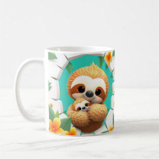 3D-cute-luiaard mok wrap, 3D mok wrap ontwerp
