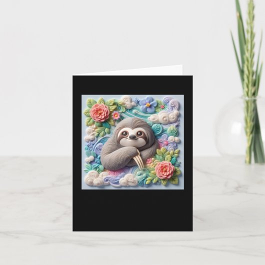 3D Cute Luiaard Sticker  Kaart (Voorkant)