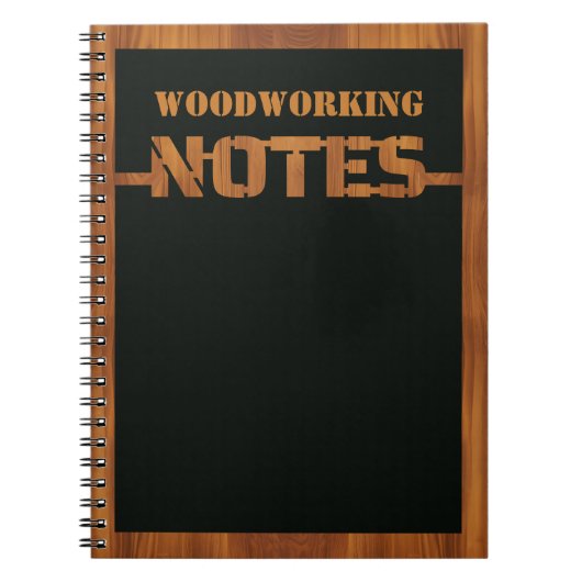 3D Cutout houtbewerking op zwart Notitieboek (Voorkant)