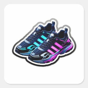 3D Cyberpunk Neon Hardloopschoenen Esthetische Sti Vierkante Sticker