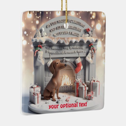3D Dachshund Duits Kerstornament Keramisch Ornament (Rechts)